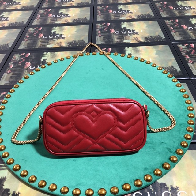 Gucci經典款女包 598596 古馳GUCCI女士鏈條包 古馳GG Marmont迷你單肩斜挎包  gqy2436